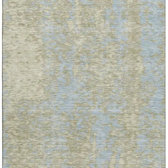 Beige And Blue Abstract Washable Area Rug With UV Protection Photo 2