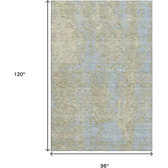 Beige And Blue Abstract Washable Area Rug With UV Protection Photo 8