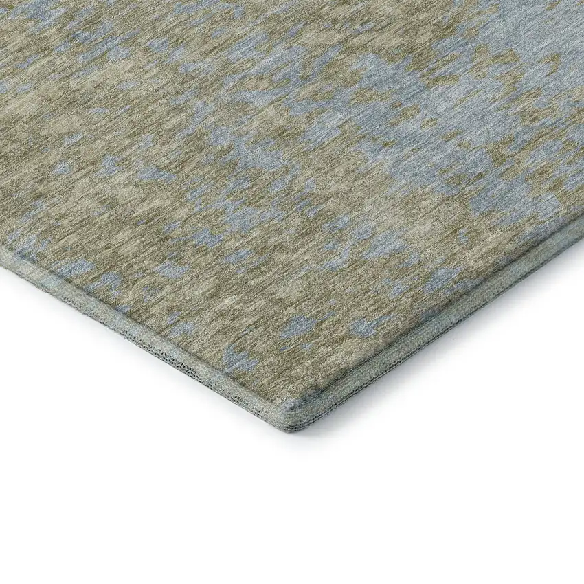Beige And Blue Abstract Washable Area Rug With UV Protection Photo 7