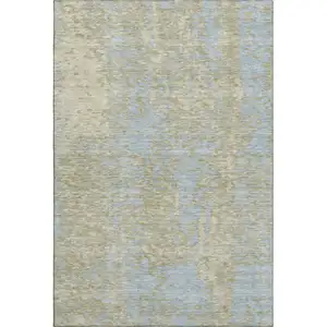 Photo of Beige And Blue Abstract Washable Area Rug With UV Protection