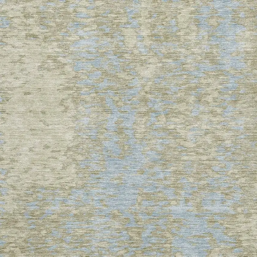 Beige And Blue Abstract Washable Area Rug With UV Protection Photo 2
