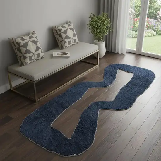 Beige And Blue Abstract Washable Area Rug With UV Protection Photo 1