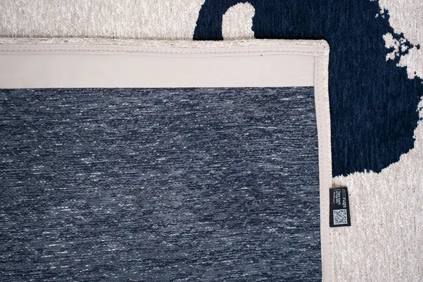 Beige And Blue Abstract Washable Area Rug With UV Protection Photo 5