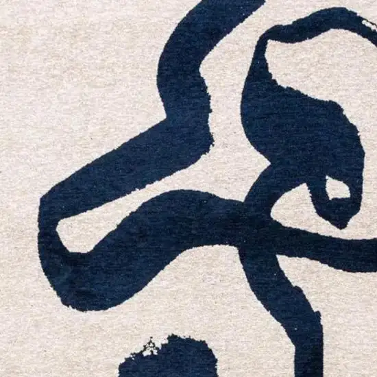 Beige And Blue Abstract Washable Area Rug With UV Protection Photo 3