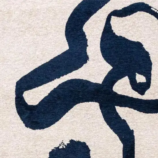 Beige And Blue Abstract Washable Area Rug With UV Protection Photo 3