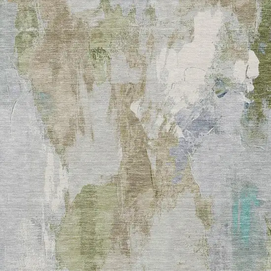 Beige And Blue Abstract Washable Indoor Outdoor Area Rug Photo 3