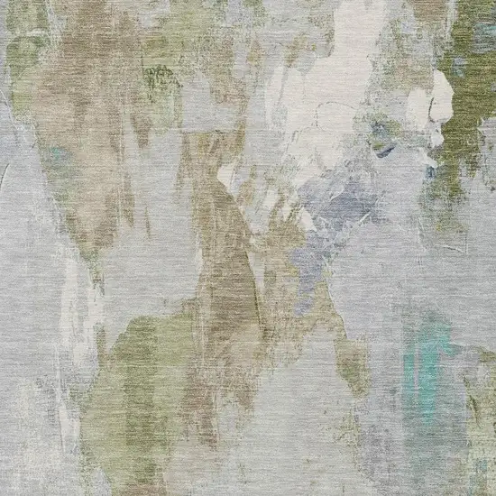 Beige And Blue Abstract Washable Indoor Outdoor Area Rug Photo 3