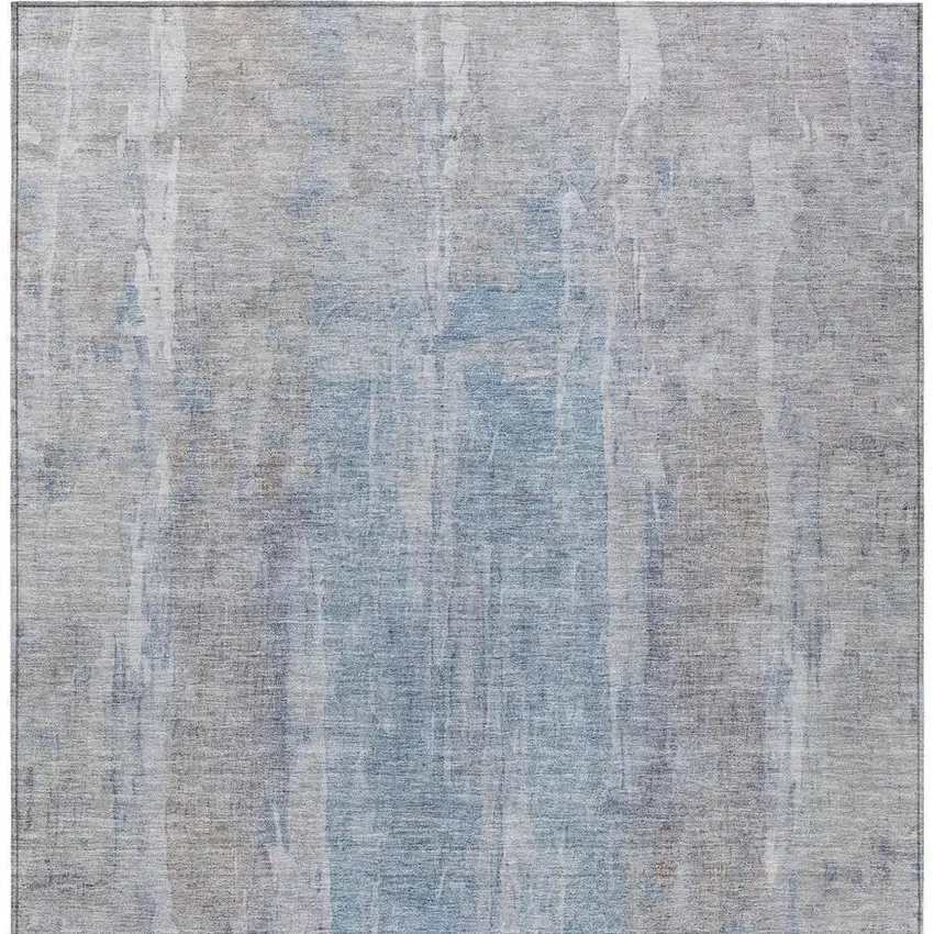 Beige And Blue Abstract Washable Indoor Outdoor Area Rug Photo 7