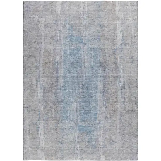 Beige And Blue Abstract Washable Indoor Outdoor Area Rug Photo 4