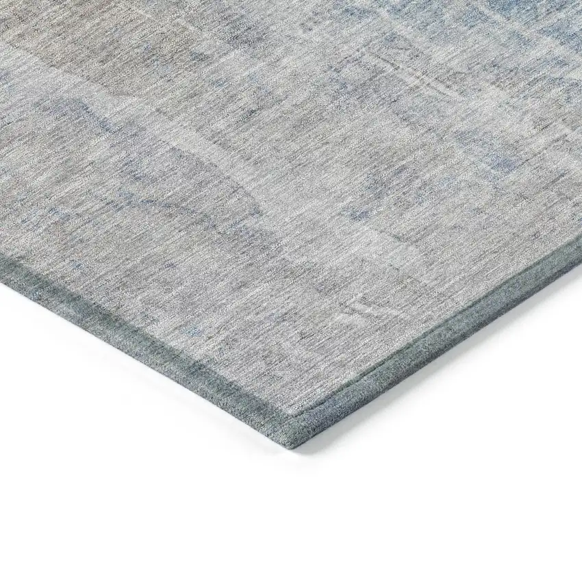 Beige And Blue Abstract Washable Indoor Outdoor Area Rug Photo 6