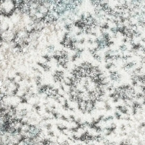 Beige And Blue Damask Area Rug Photo 3