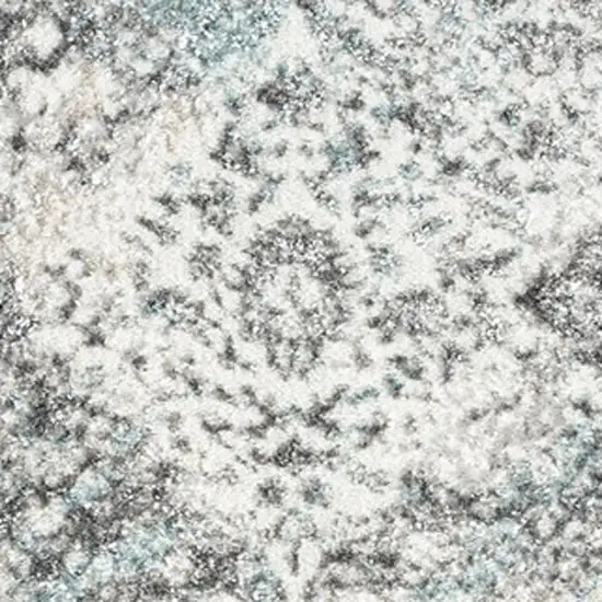 Beige And Blue Damask Area Rug Photo 9