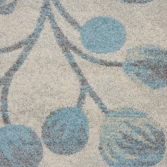 Beige And Blue Floral Area Rug Photo 3