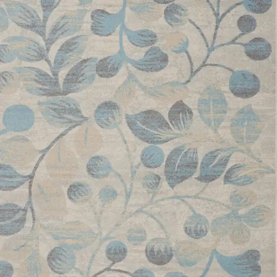 Beige And Blue Floral Area Rug Photo 9