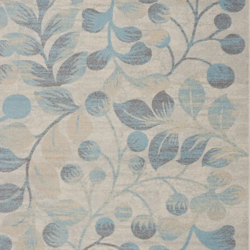Beige And Blue Floral Area Rug Photo 9