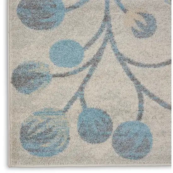 Beige And Blue Floral Area Rug Photo 9