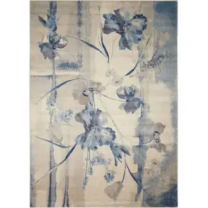 Photo of Beige And Blue Floral Area Rug