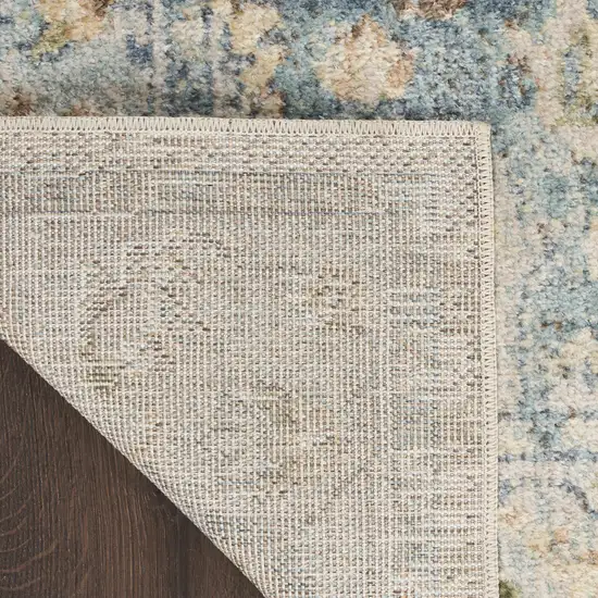 Beige And Blue Floral Medallion Washable Area Rug Photo 8