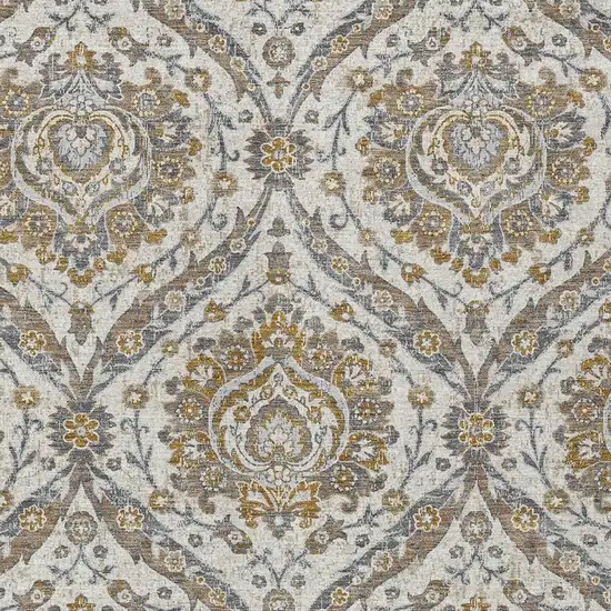 Beige And Blue Floral Washable Indoor Outdoor Area Rug Photo 3