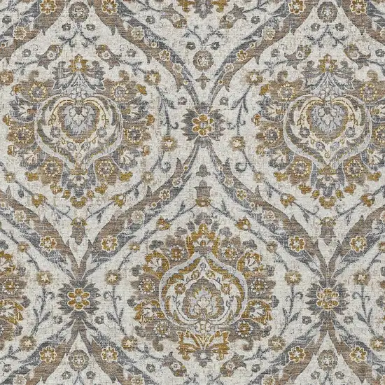 Beige And Blue Floral Washable Indoor Outdoor Area Rug Photo 3