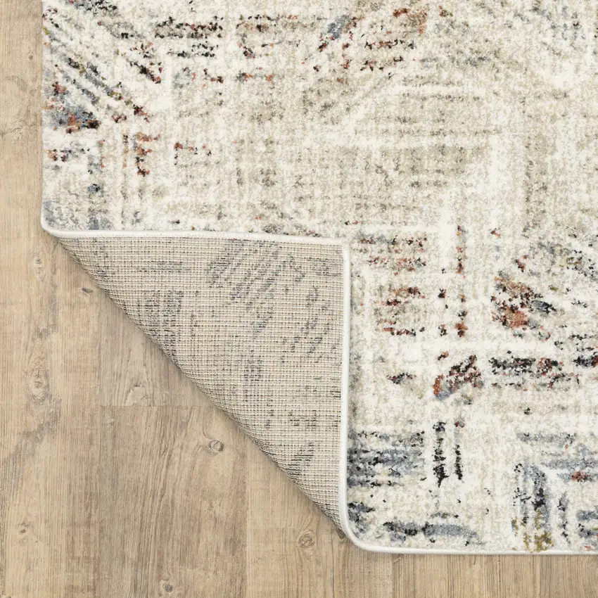 Beige And Blue Geometric Area Rug Photo 9