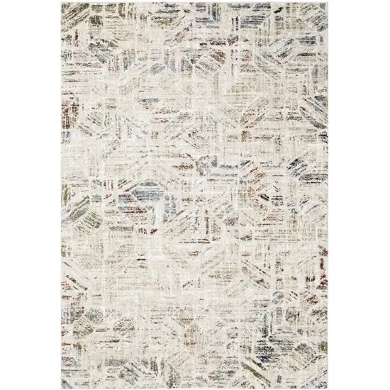 Beige And Blue Geometric Area Rug Photo 6