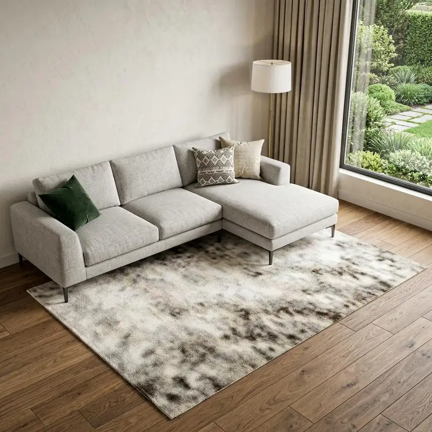 Beige And Blue Geometric Area Rug Photo 1