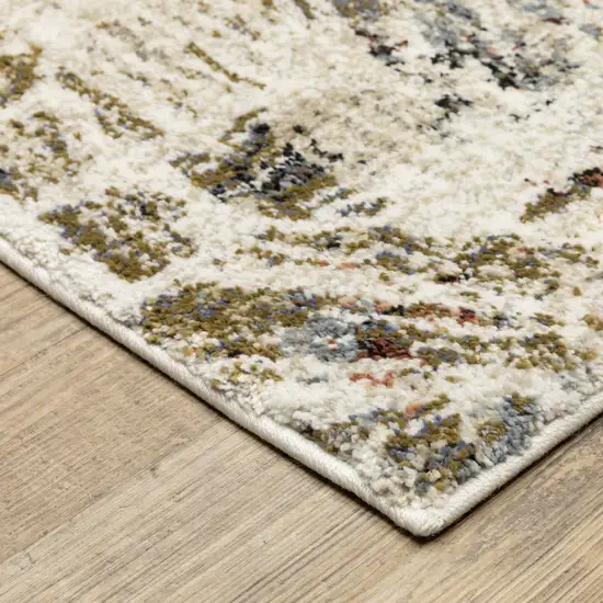 Beige And Blue Geometric Area Rug Photo 7