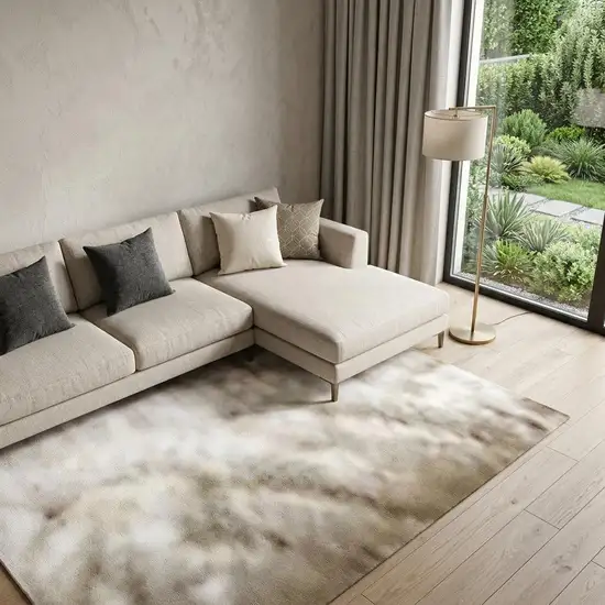 Beige And Blue Geometric Area Rug Photo 1