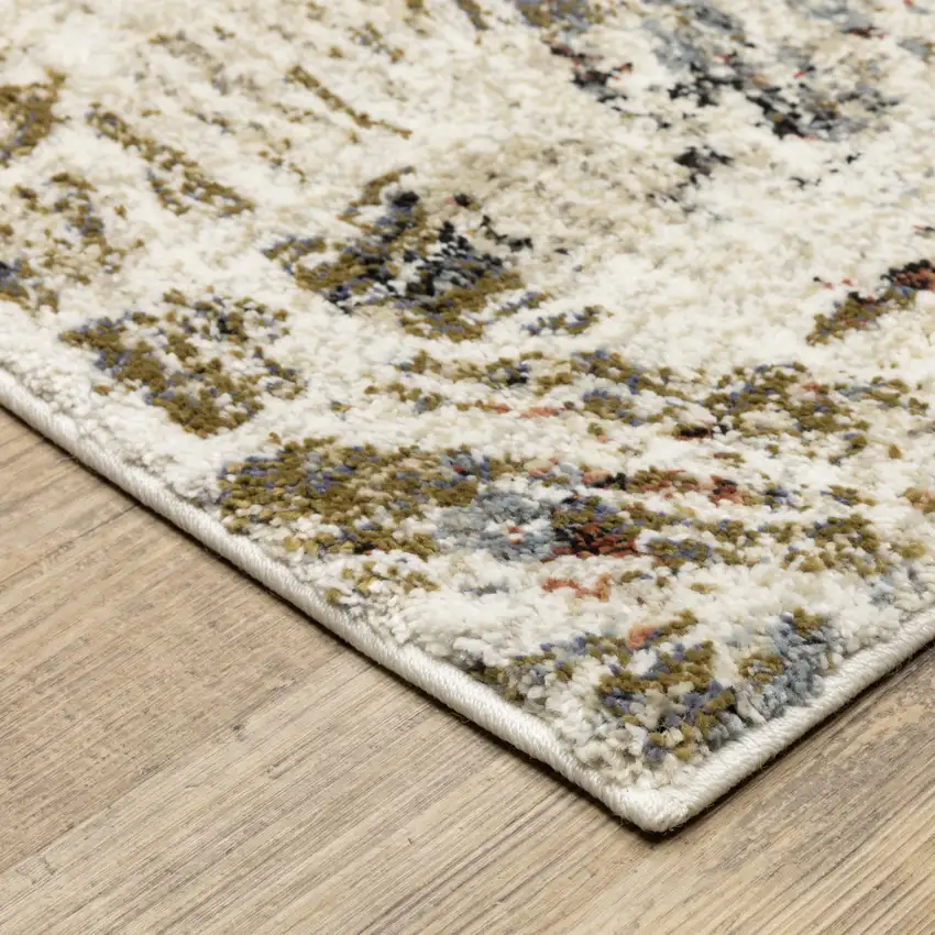 Beige And Blue Geometric Area Rug Photo 7