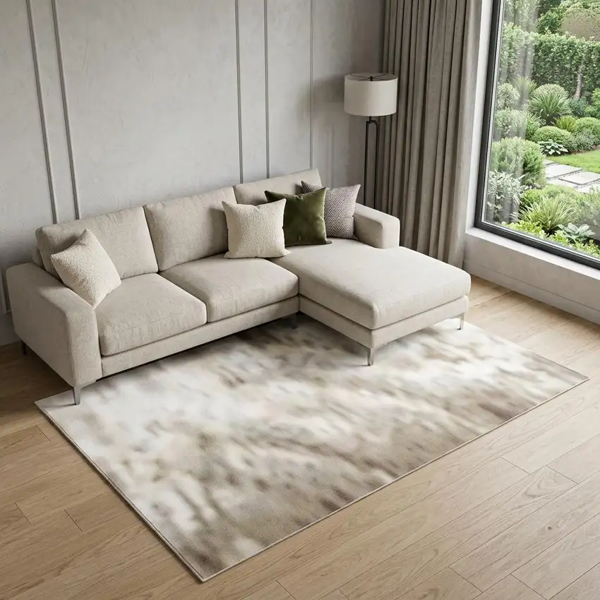 Beige And Blue Geometric Area Rug Photo 1