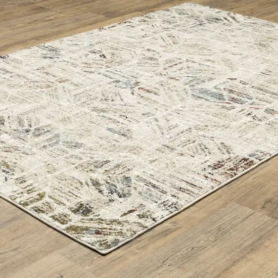 Beige And Blue Geometric Area Rug Photo 8