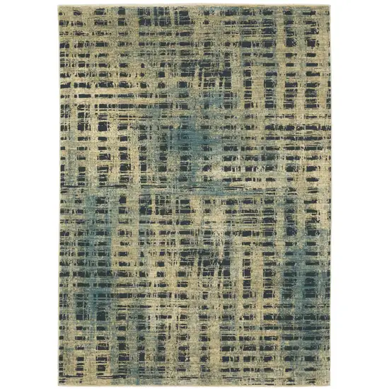 Beige And Blue Geometric Area Rug Photo 7