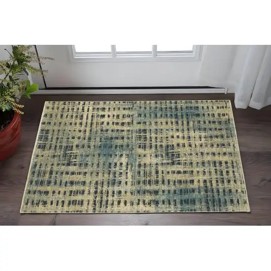 Beige And Blue Geometric Area Rug Photo 1
