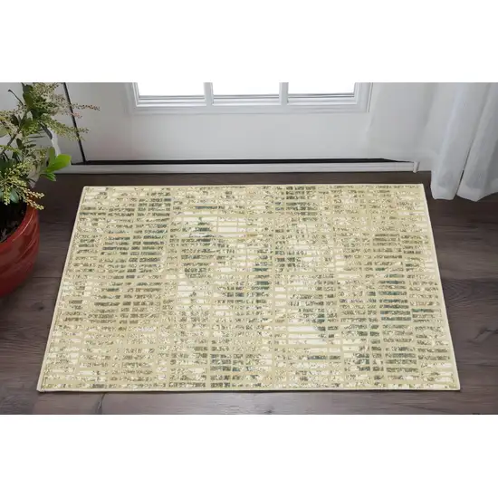 Beige And Blue Geometric Area Rug Photo 1