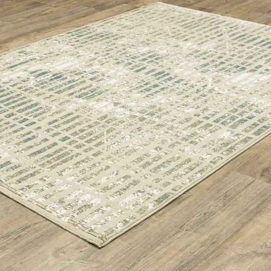 Beige And Blue Geometric Area Rug Photo 9