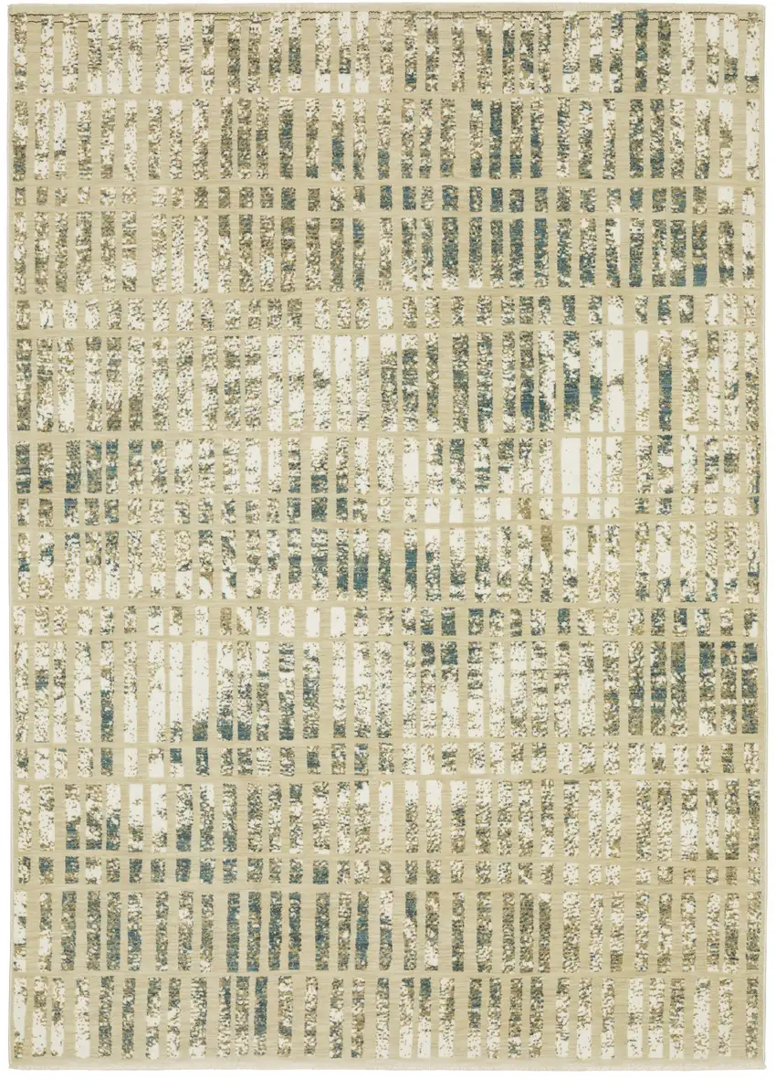 Beige And Blue Geometric Area Rug Photo 2