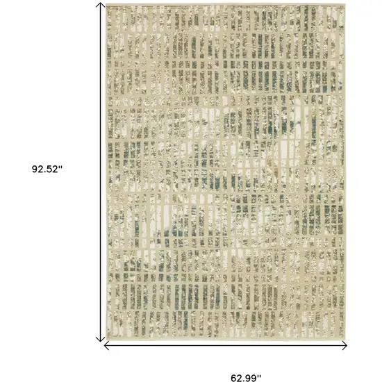 Beige And Blue Geometric Area Rug Photo 3