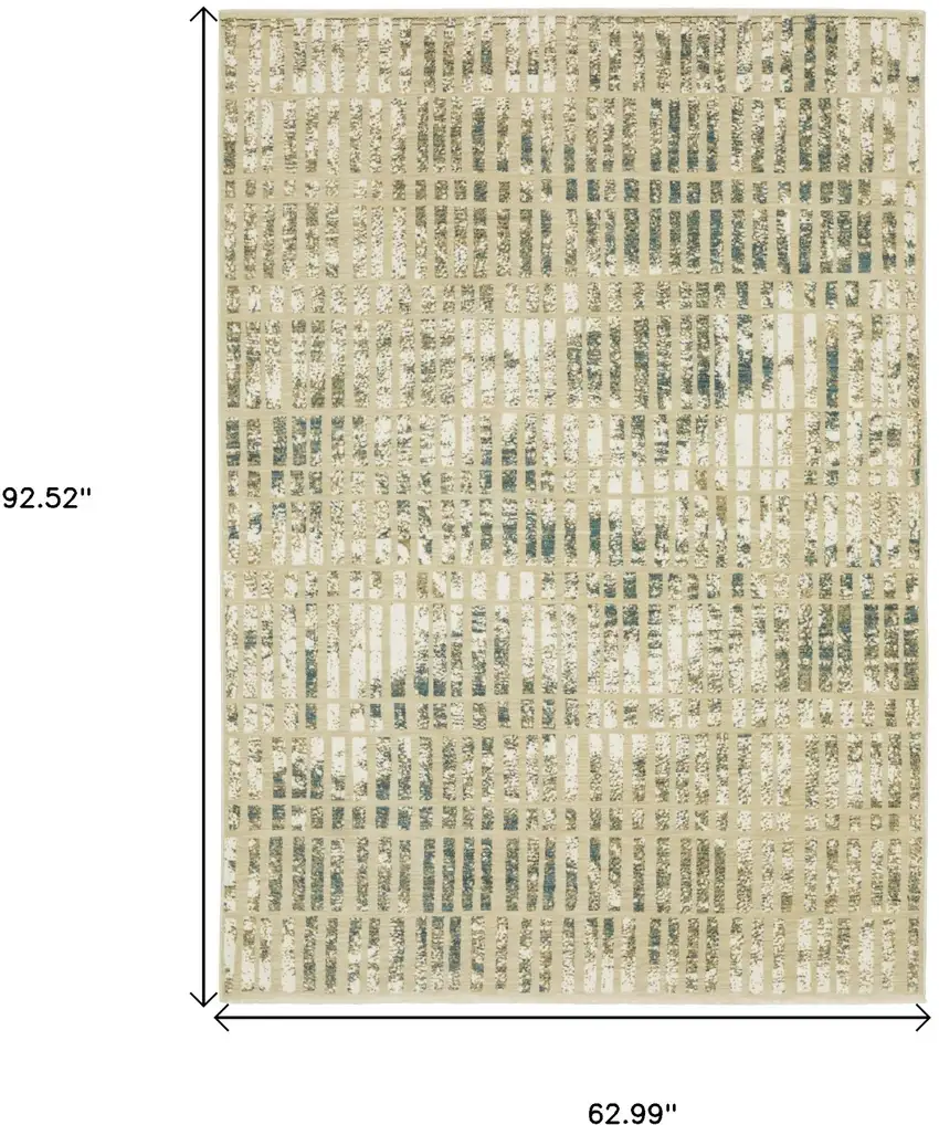 Beige And Blue Geometric Area Rug Photo 3