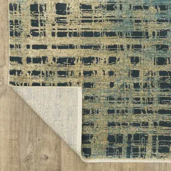 Beige And Blue Geometric Area Rug Photo 6