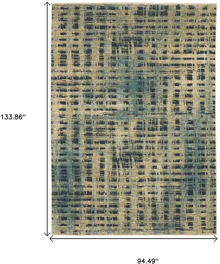 Beige And Blue Geometric Area Rug Photo 3