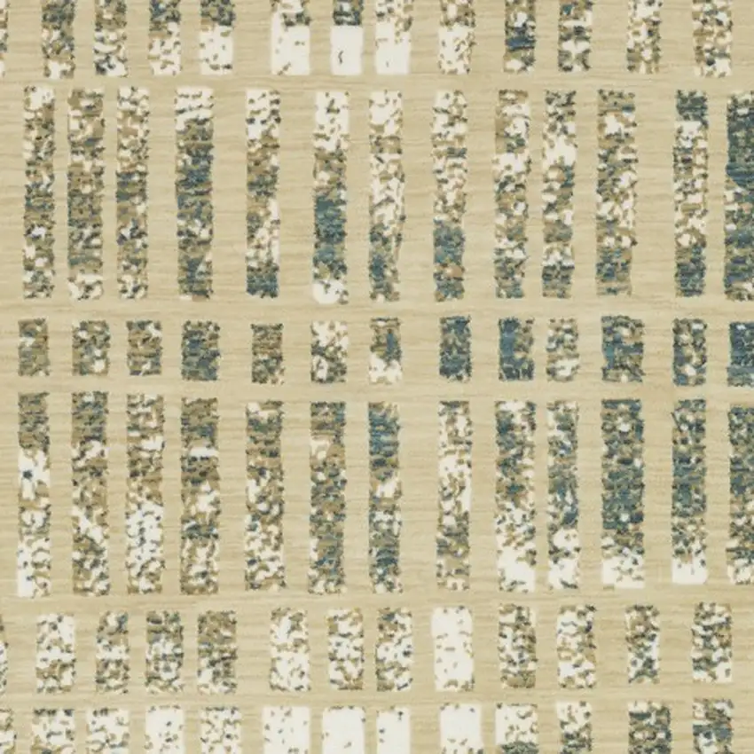 Beige And Blue Geometric Area Rug Photo 7