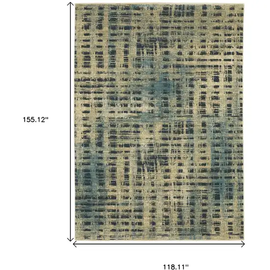 Beige And Blue Geometric Area Rug Photo 3