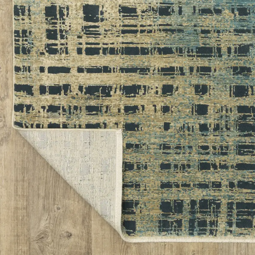 Beige And Blue Geometric Area Rug Photo 7