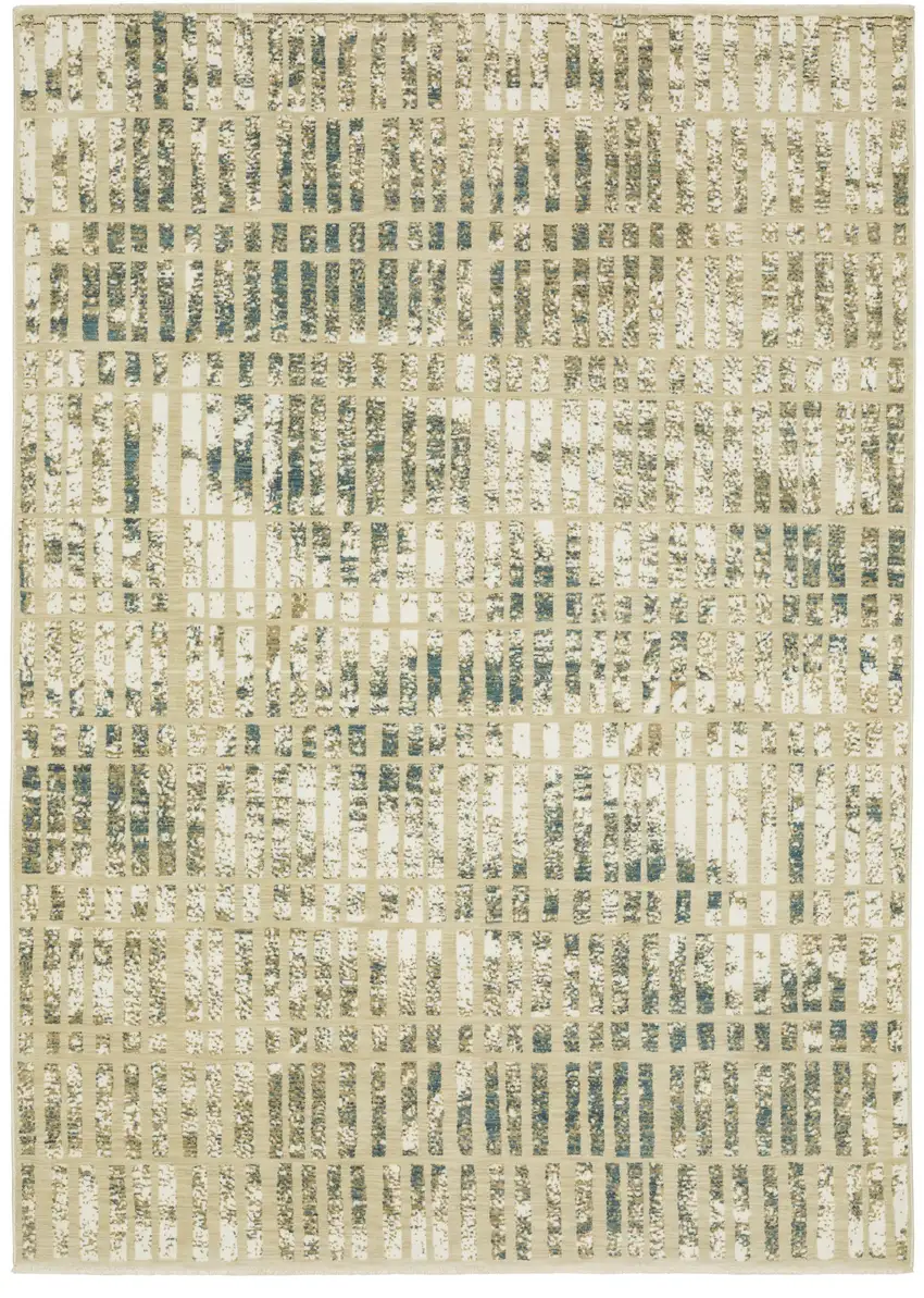 Beige And Blue Geometric Area Rug Photo 5