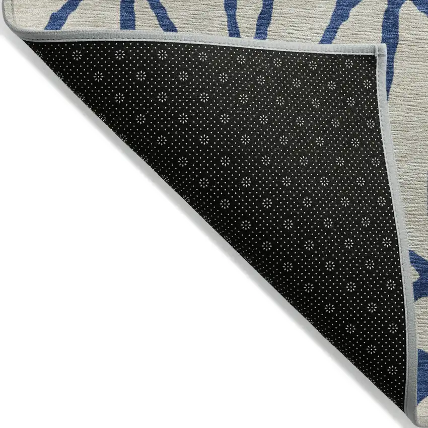 Beige And Blue Geometric Washable Indoor Outdoor Area Rug Photo 4