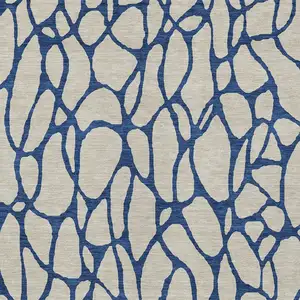 Photo of Beige And Blue Geometric Washable Indoor Outdoor Area Rug