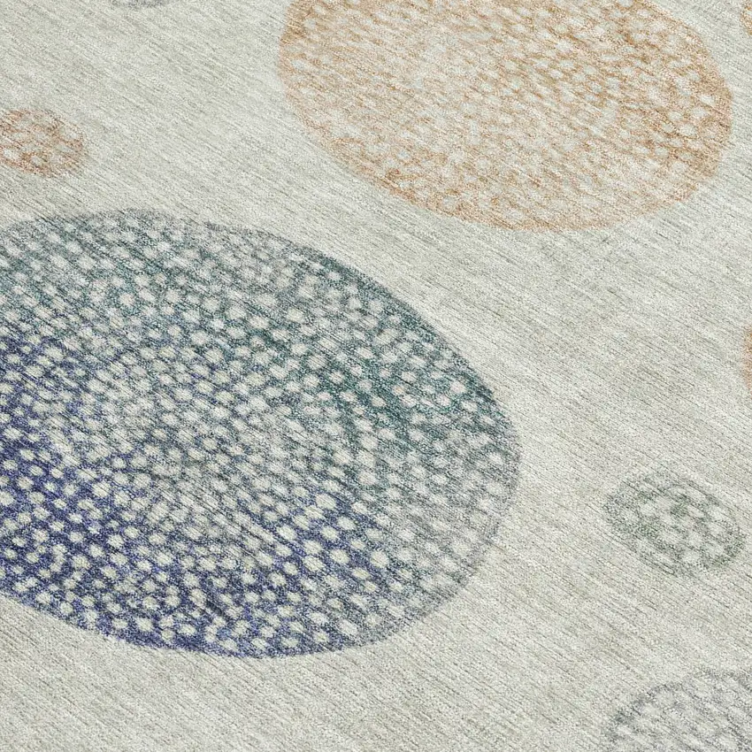 Beige And Blue Geometric Washable Indoor Outdoor Area Rug Photo 4