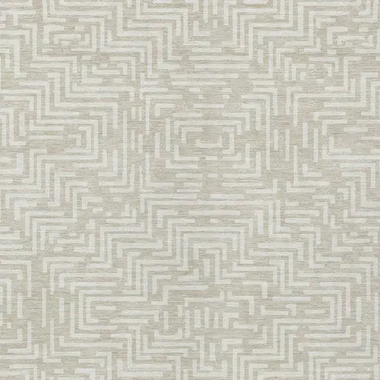 Beige And Blue Geometric Washable Indoor Outdoor Area Rug Photo 5