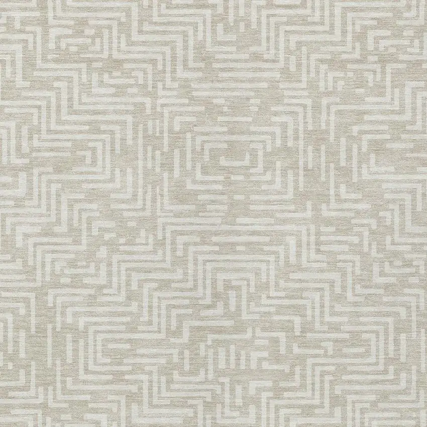Beige And Blue Geometric Washable Indoor Outdoor Area Rug Photo 5